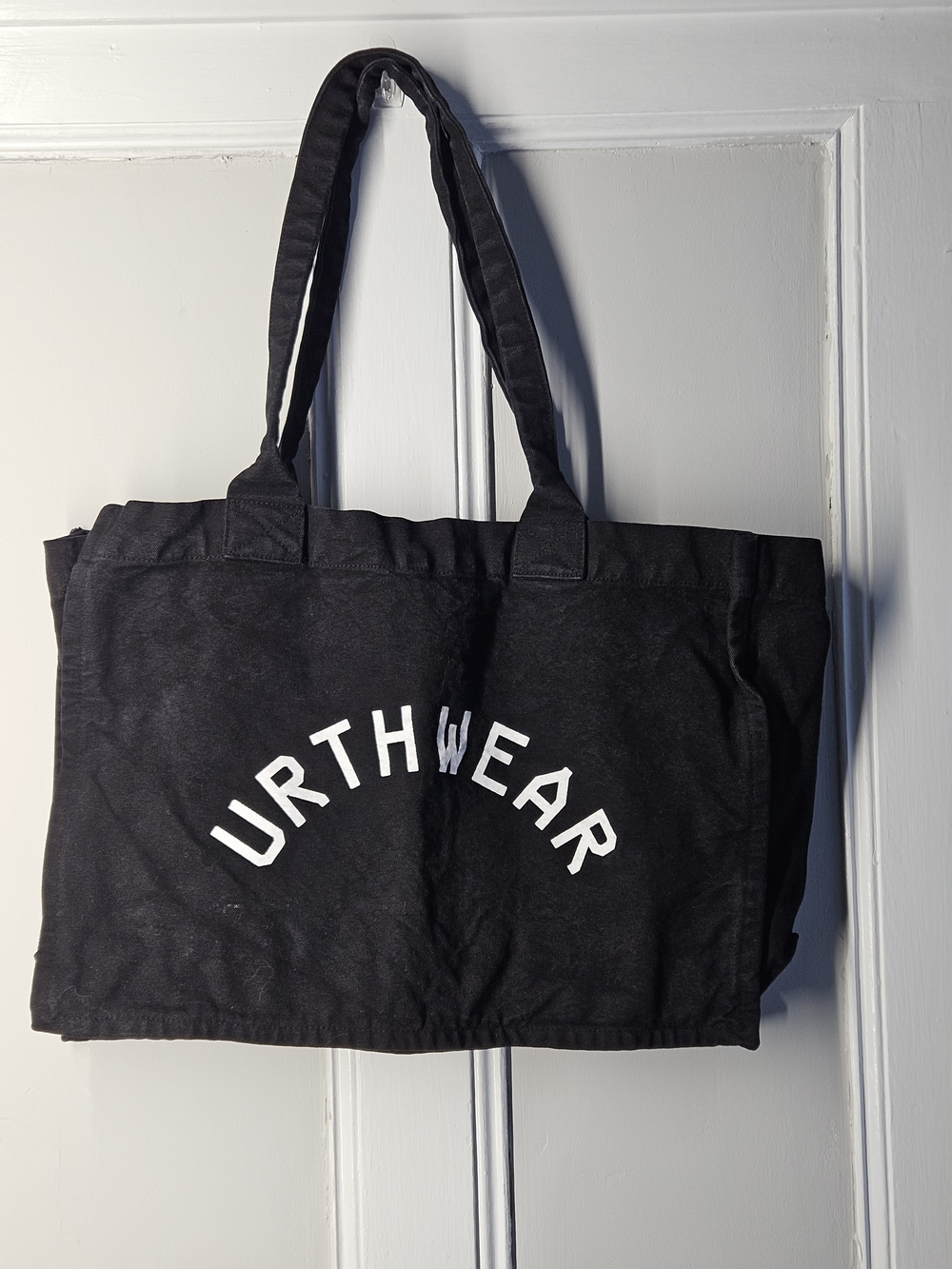 URTHWEAR Black Canvas Tote Bag with Logo
